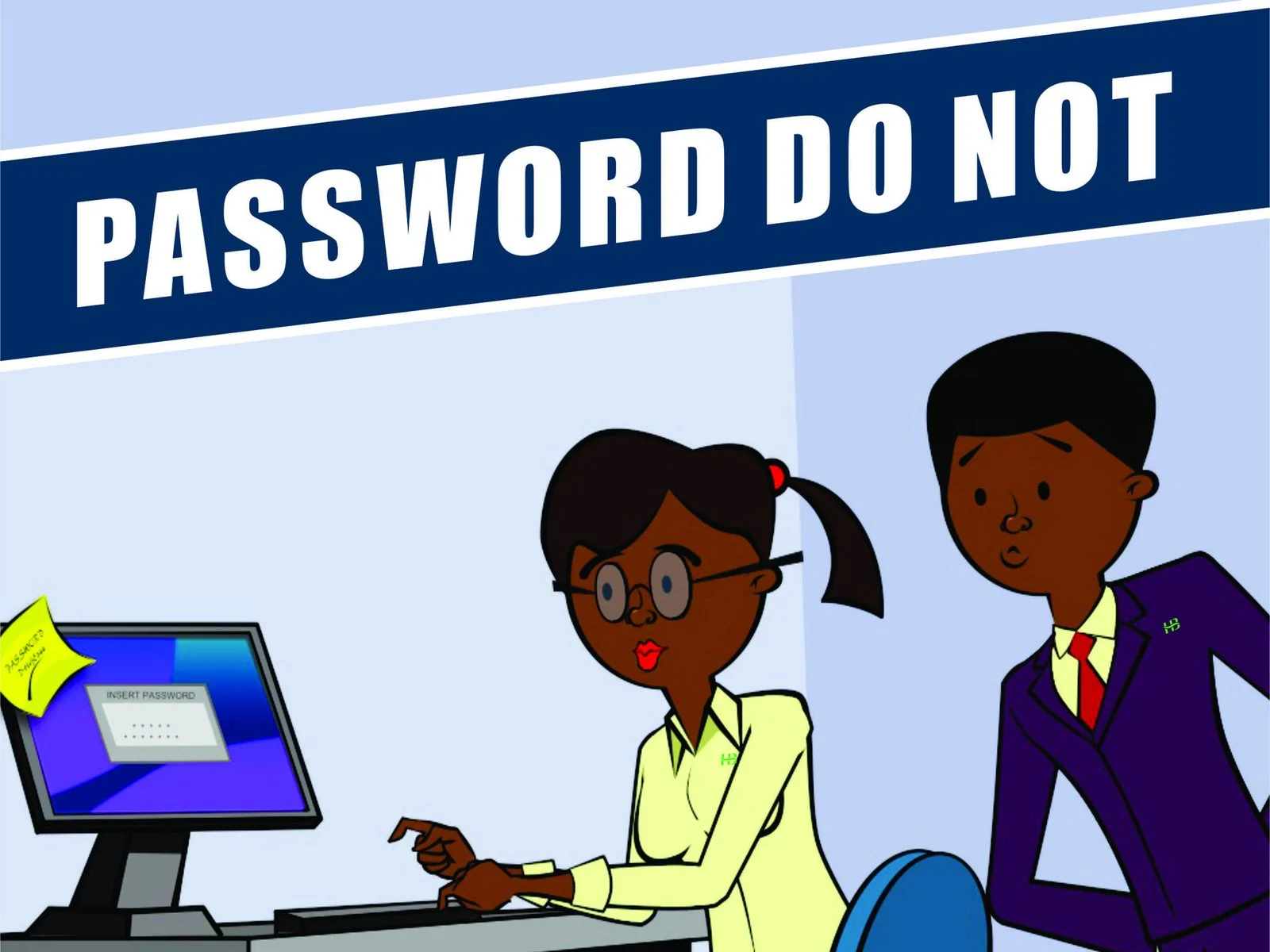 Illustrated banking communication about protecting a password